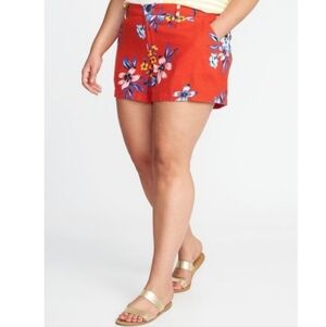 Old Navy Women's Vibrant Floral Red Bermudas
